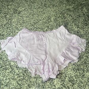 Victoria's Secret Satiny Ruffle Shorts Lilac Purple Size Small Pajama Bottoms